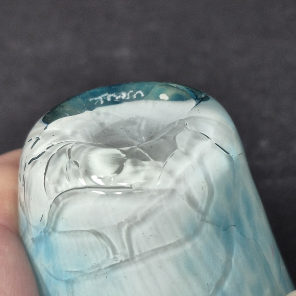 Blue And White Art Glass Mini Vase - Picture 4 of 4